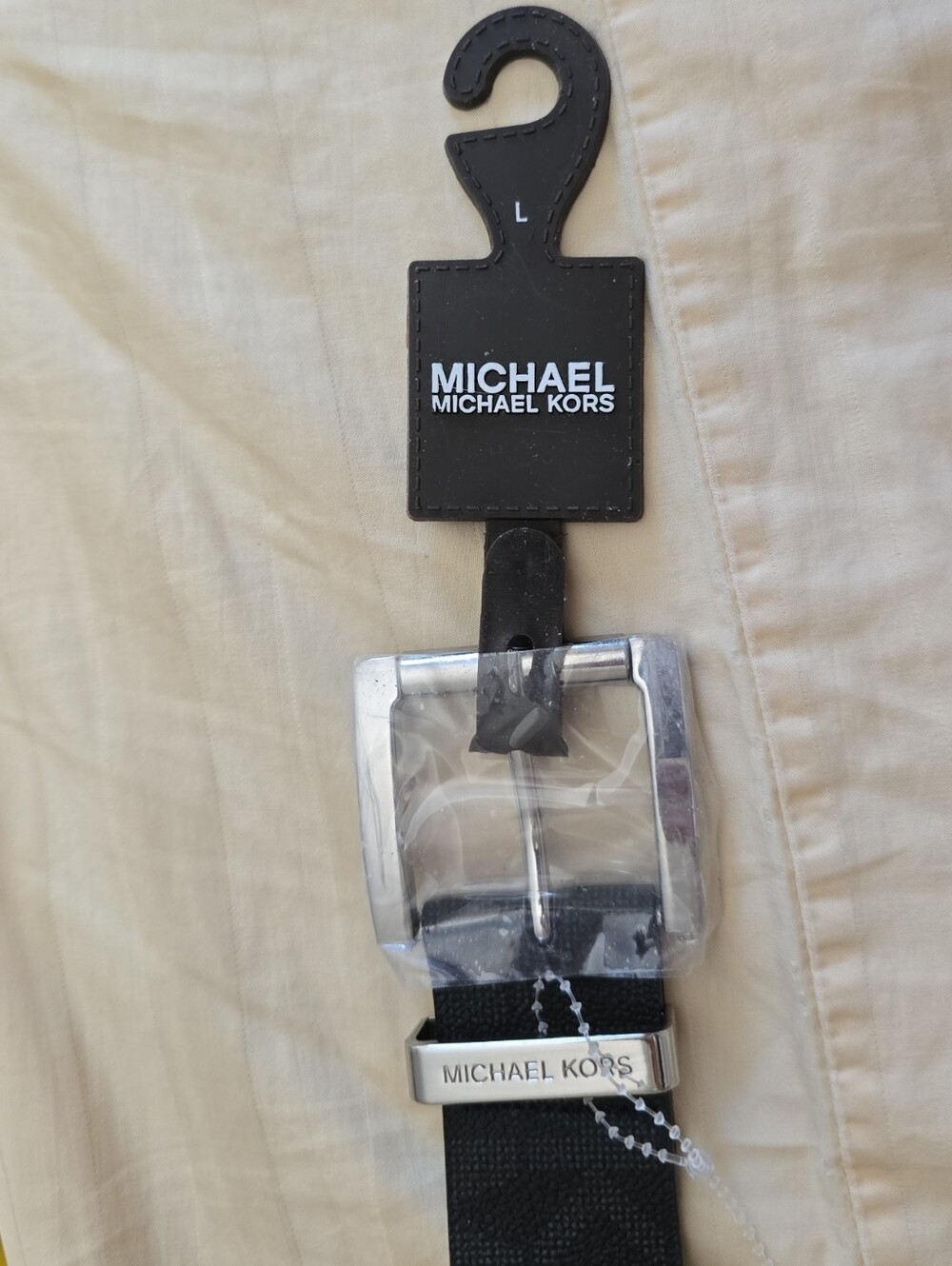 Michael Kors Womens Black Leather Belt with Silver-Tone Buckle